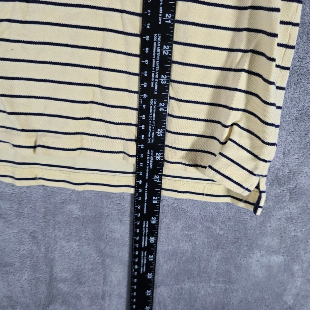 J. Crew Striped Polo Shirt Short Sleeve Casual Cotton Top Yellow‎ Black Large